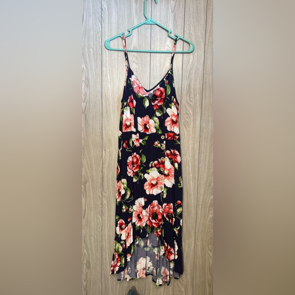 Xhilaration Navy Floral High Low Dress